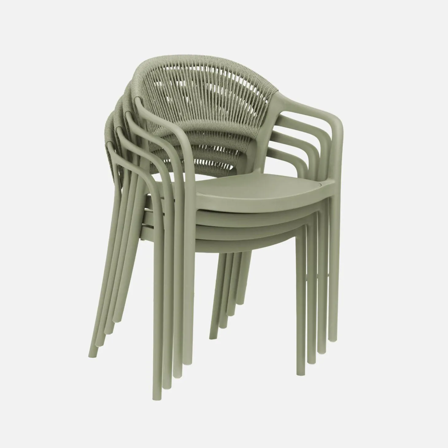 4er-Set stapelbare Gartenstühle mit Seiloptik