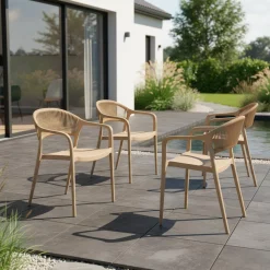 4er-Set stapelbare Gartenstühle mit Seiloptik