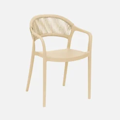 4er-Set stapelbare Gartenstühle mit Seiloptik