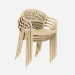 4er-Set stapelbare Gartenstühle mit Seiloptik