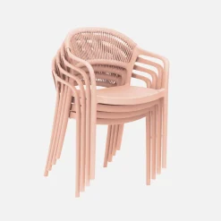 4er-Set stapelbare Gartenstühle mit Seiloptik
