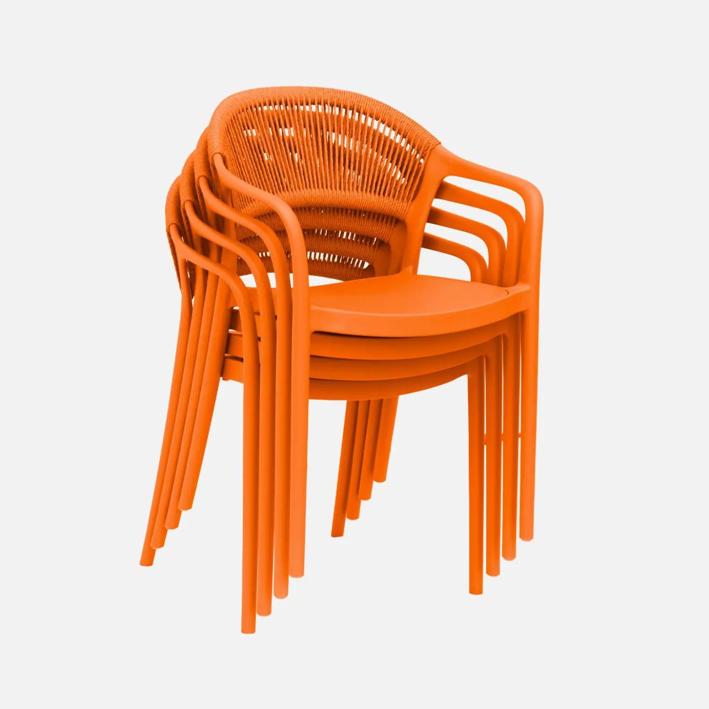 4er-Set stapelbare Gartenstühle mit Seiloptik