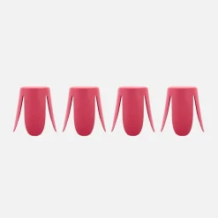4er-Set stapelbare Hocker mit Kunstleder