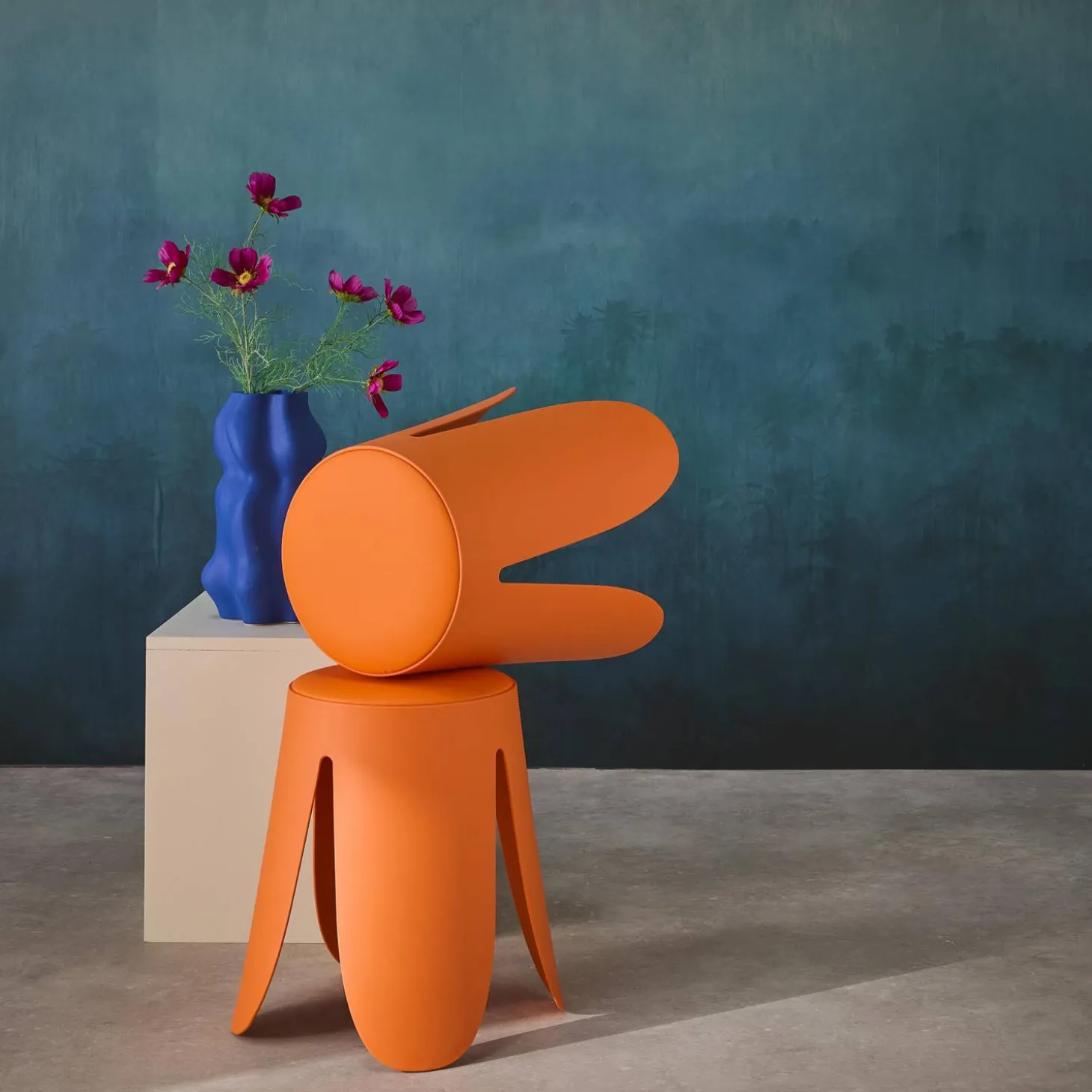 2er-Set stapelbare Hocker mit Kunstleder