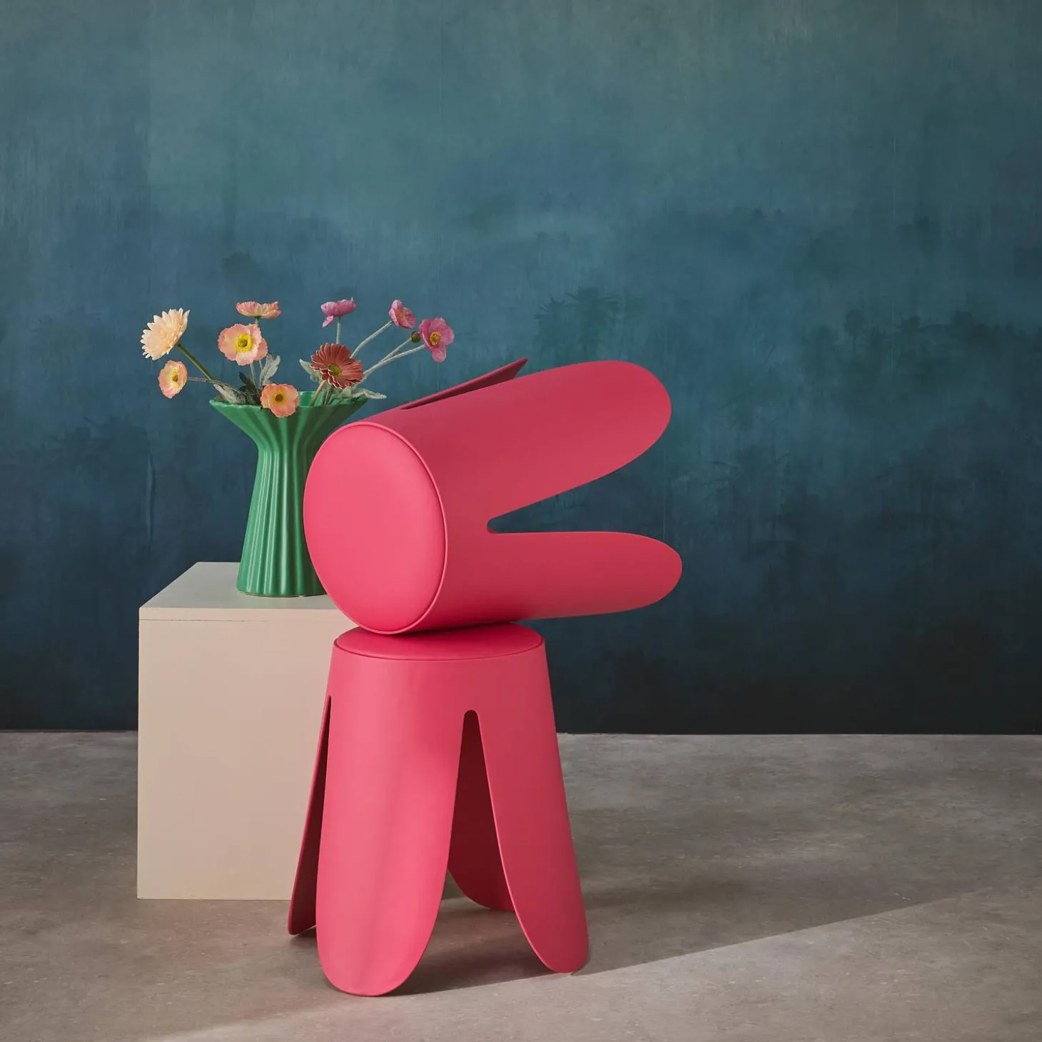 2er-Set stapelbare Hocker mit Kunstleder