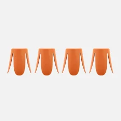 4er-Set stapelbare Hocker mit Kunstleder