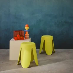 2er-Set stapelbare Hocker mit Kunstleder