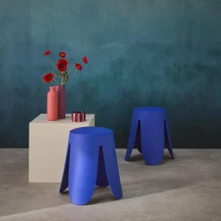 2er-Set stapelbare Hocker mit Kunstleder