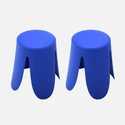 2er-Set stapelbare Hocker mit Kunstleder