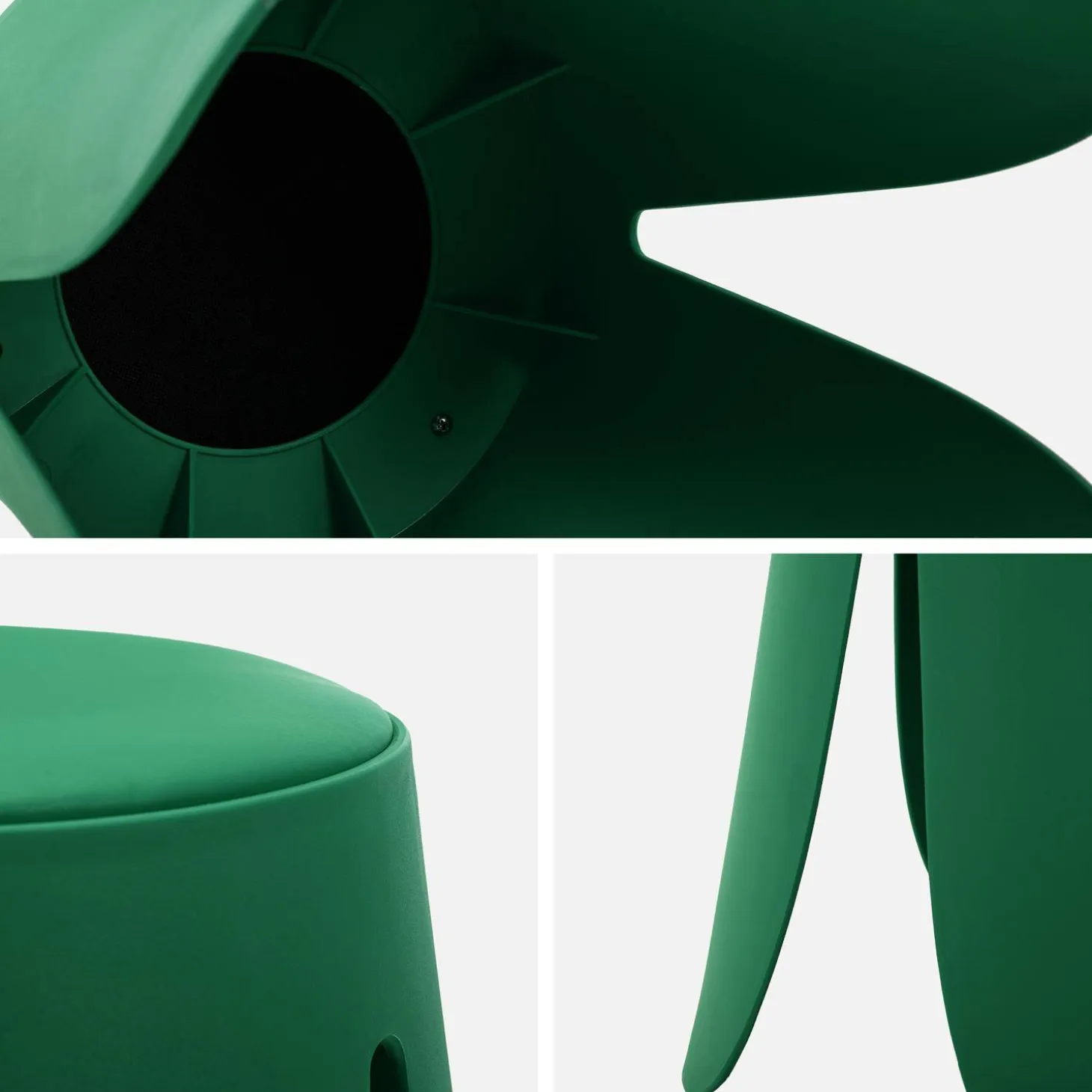 4er-Set stapelbare Hocker mit Kunstleder