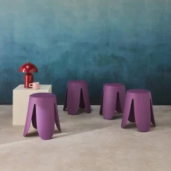 4er-Set stapelbare Hocker mit Kunstleder