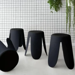 4er Set stapelbare Hocker, strukturierter Bouclébezug