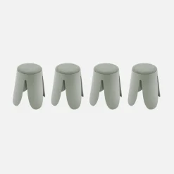 4er Set stapelbare Hocker, strukturierter Bouclébezug