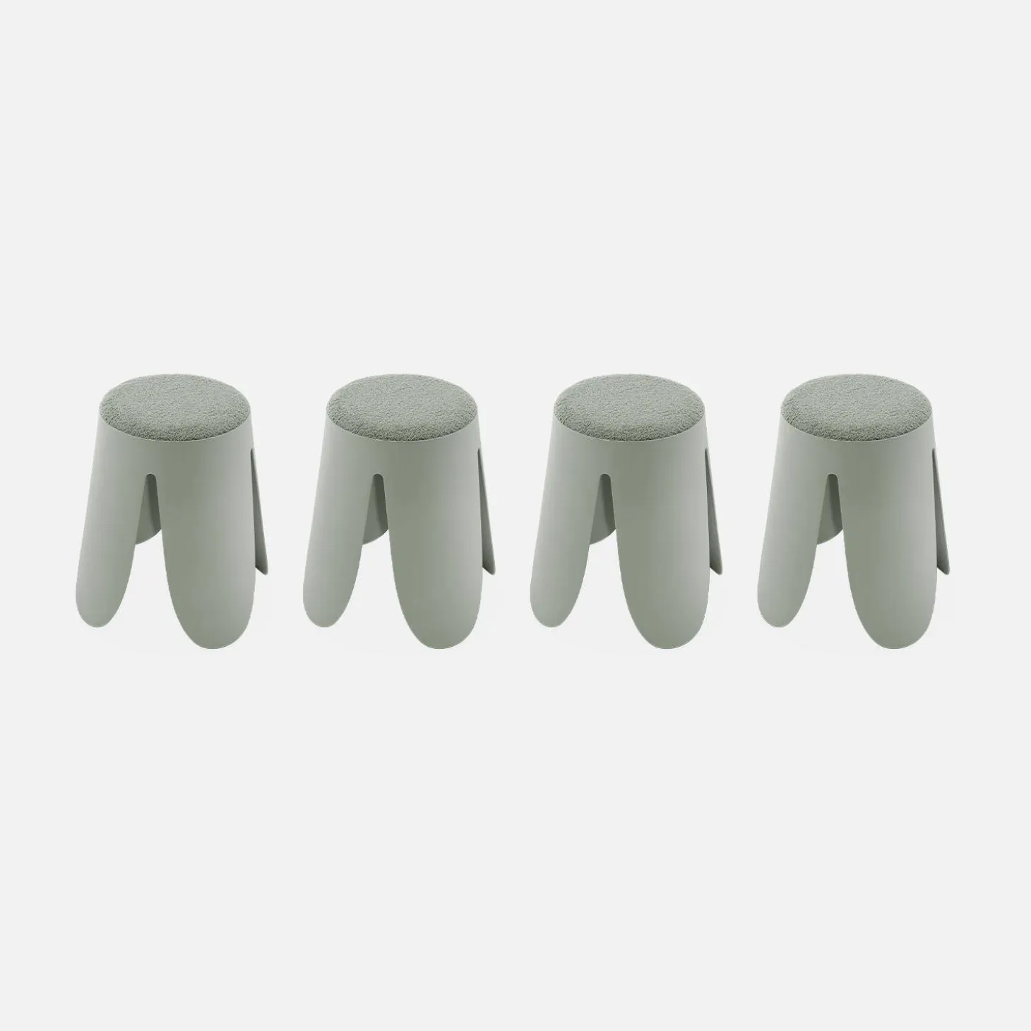 4er Set stapelbare Hocker, strukturierter Bouclébezug