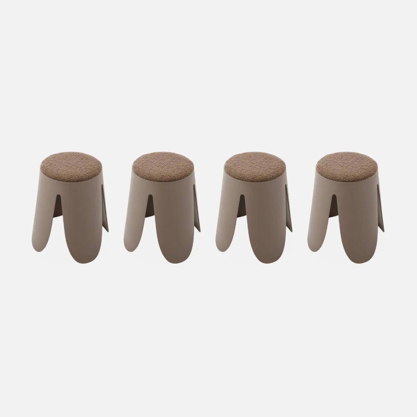 4er Set stapelbare Hocker, strukturierter Bouclébezug