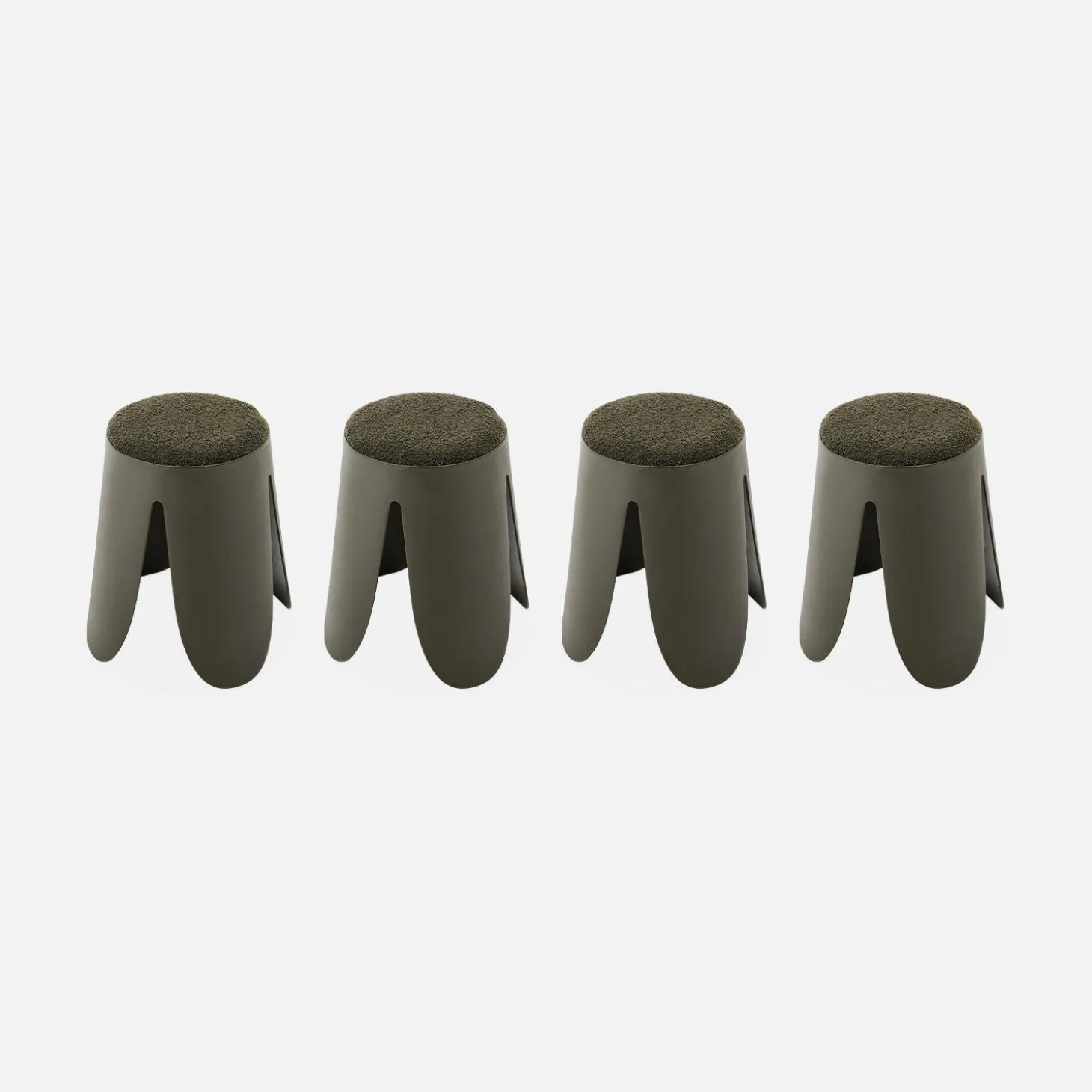 4er Set stapelbare Hocker, strukturierter Bouclébezug