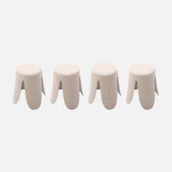 4er Set stapelbare Hocker, strukturierter Bouclébezug