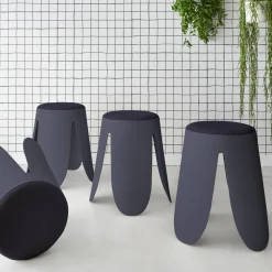 4er Set stapelbare Hocker, strukturierter Bouclébezug