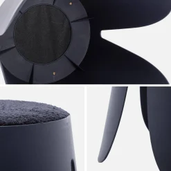 4er Set stapelbare Hocker, strukturierter Bouclébezug