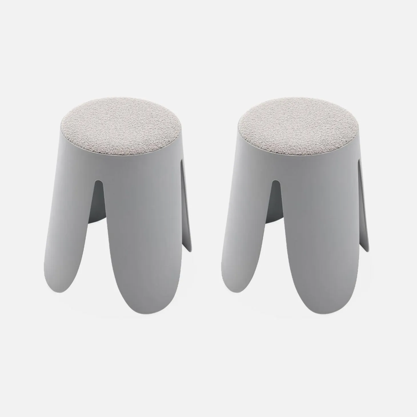 2er Set stapelbare Hocker, strukturierter Bouclébezug