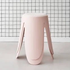 2er Set stapelbare Hocker, strukturierter Bouclébezug