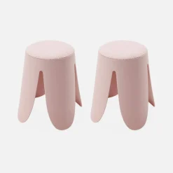2er Set stapelbare Hocker, strukturierter Bouclébezug