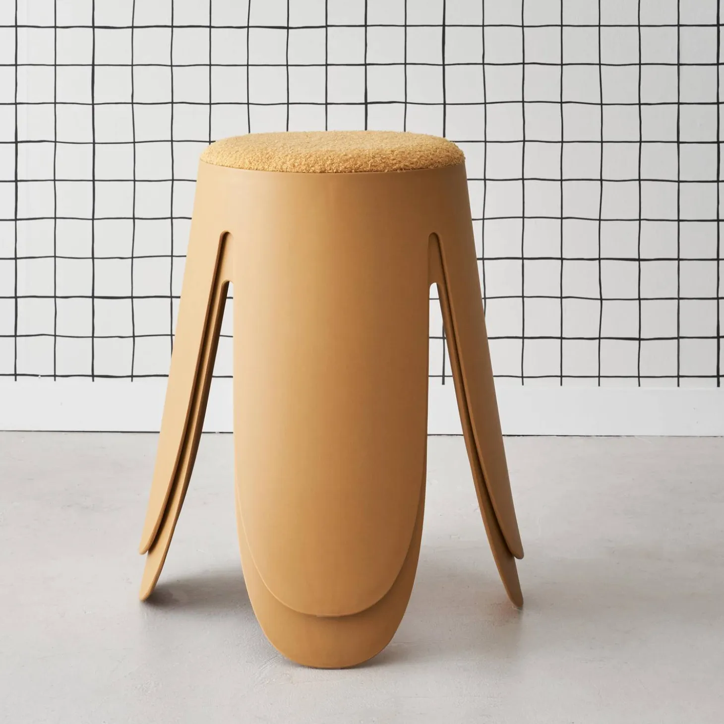 2er Set stapelbare Hocker, strukturierter Bouclébezug
