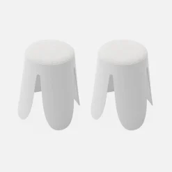 2er Set stapelbare Hocker, strukturierter Bouclébezug