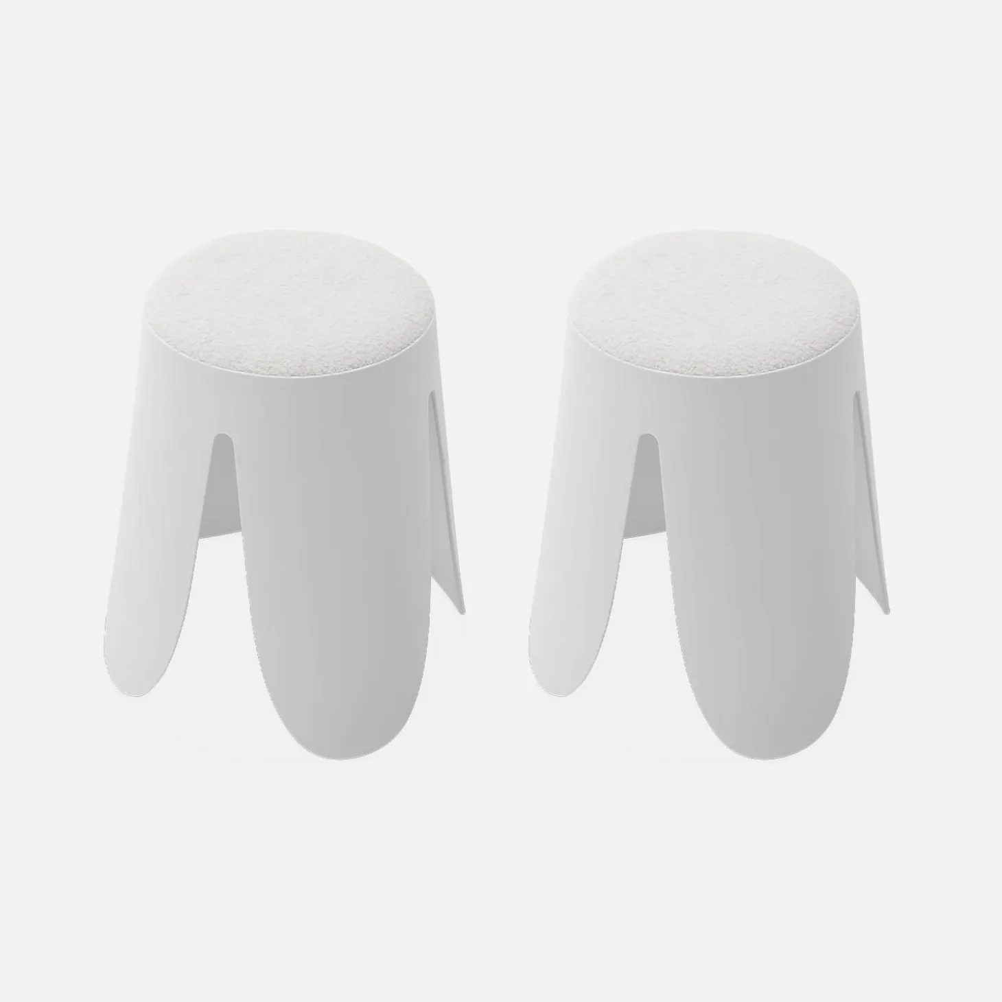 2er Set stapelbare Hocker, strukturierter Bouclébezug