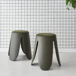2er Set stapelbare Hocker, strukturierter Bouclébezug
