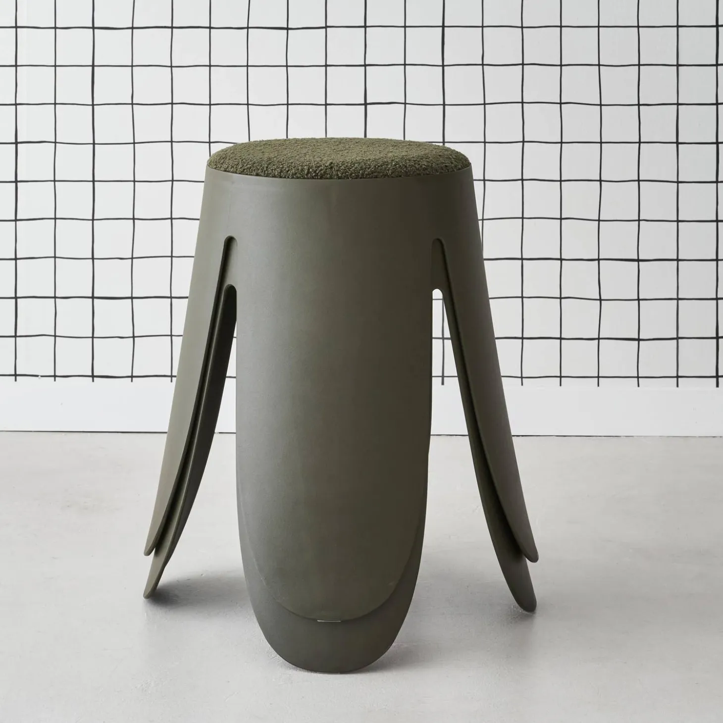 2er Set stapelbare Hocker, strukturierter Bouclébezug