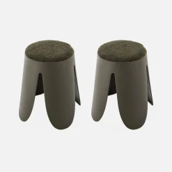 2er Set stapelbare Hocker, strukturierter Bouclébezug