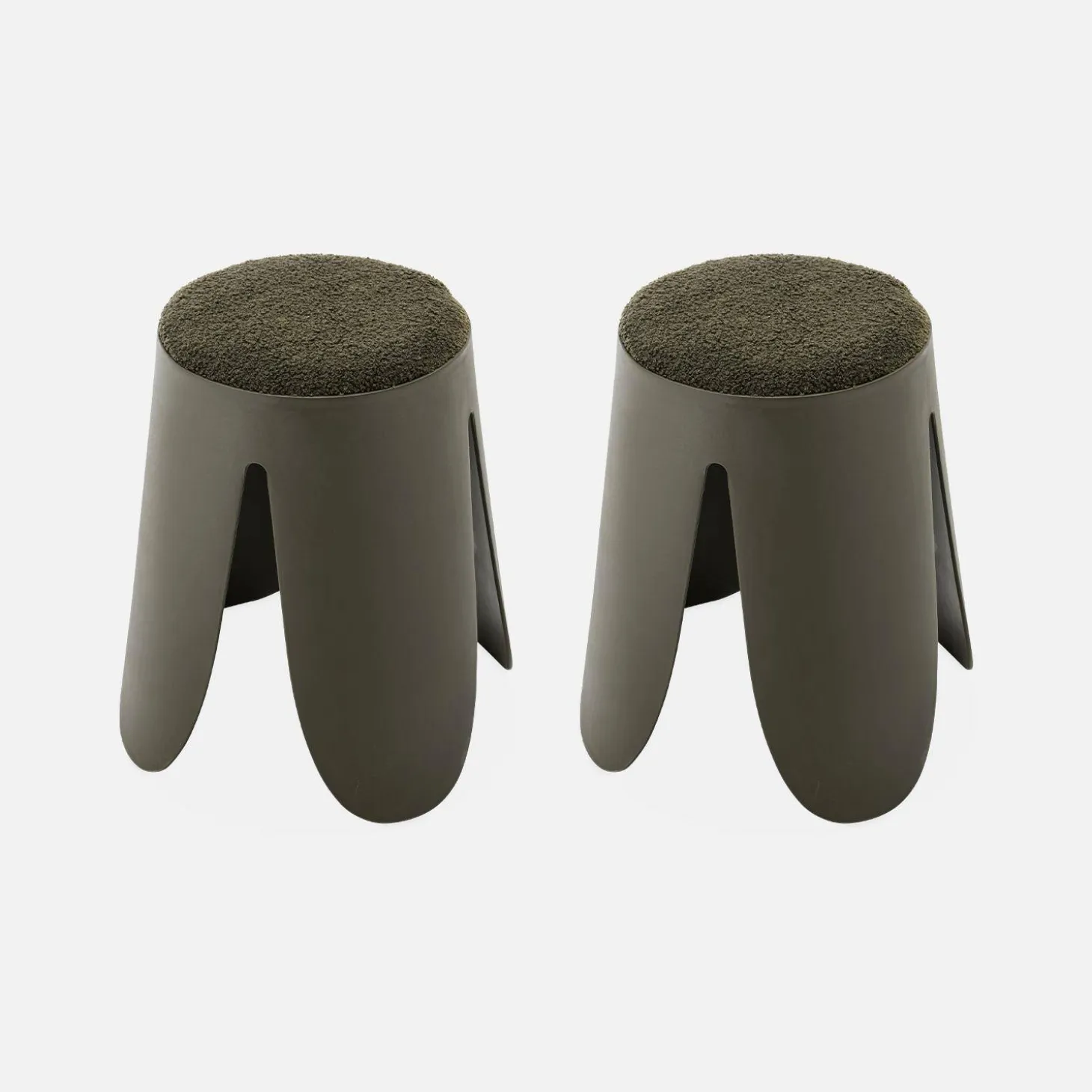 2er Set stapelbare Hocker, strukturierter Bouclébezug