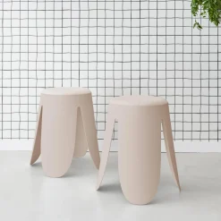 2er Set stapelbare Hocker, strukturierter Bouclébezug