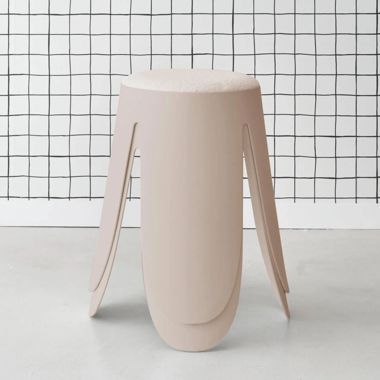 2er Set stapelbare Hocker, strukturierter Bouclébezug