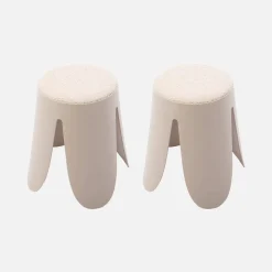 2er Set stapelbare Hocker, strukturierter Bouclébezug