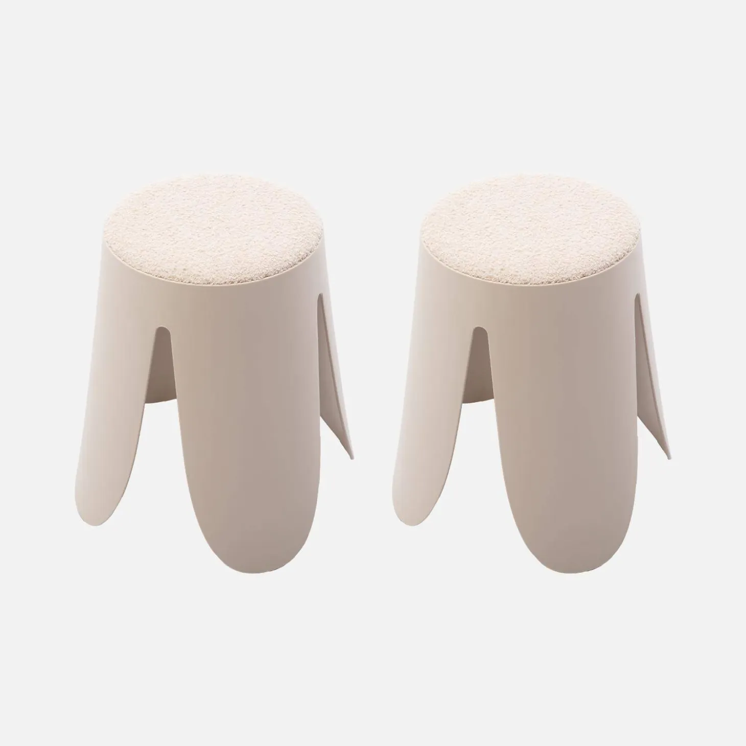 2er Set stapelbare Hocker, strukturierter Bouclébezug