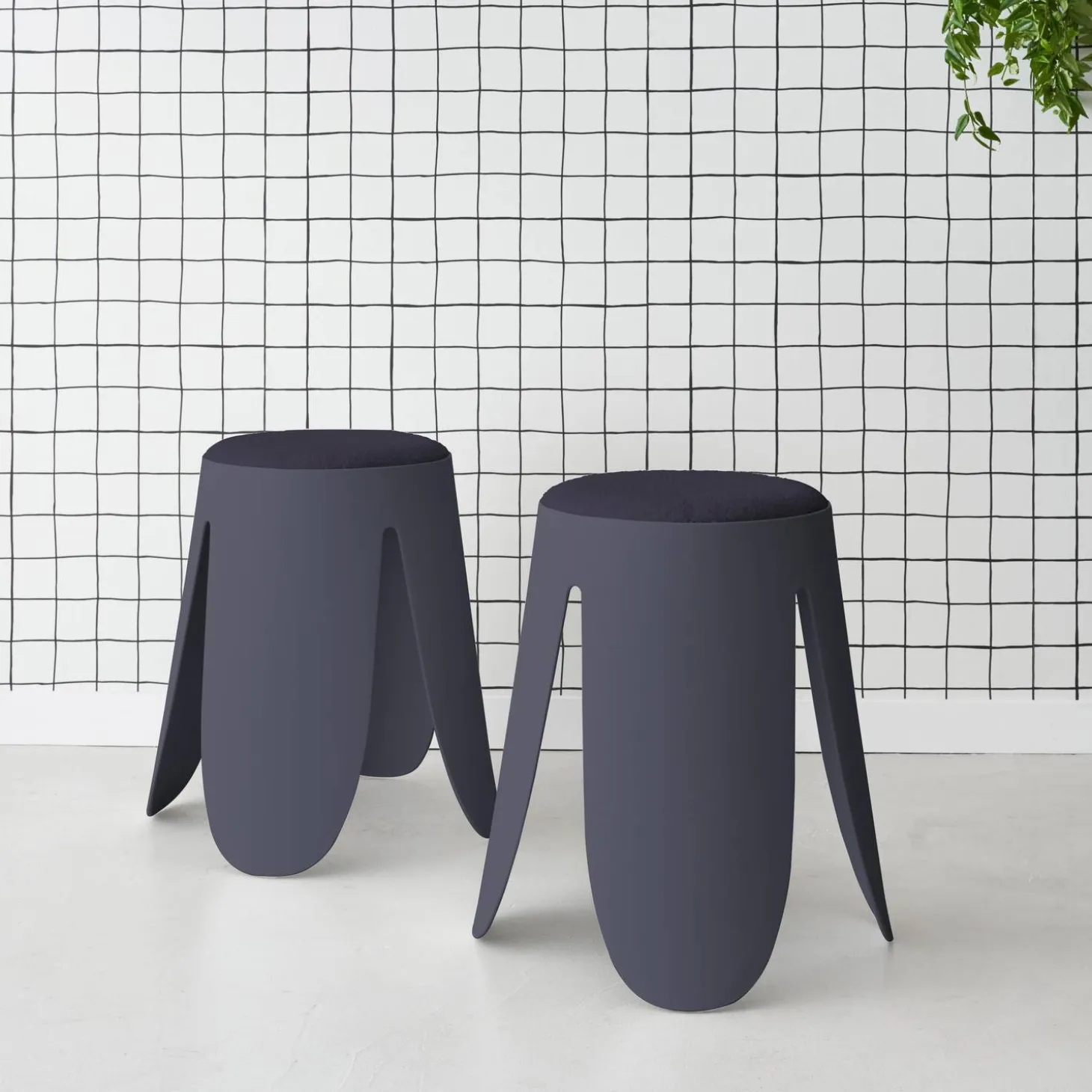 2er Set stapelbare Hocker, strukturierter Bouclébezug