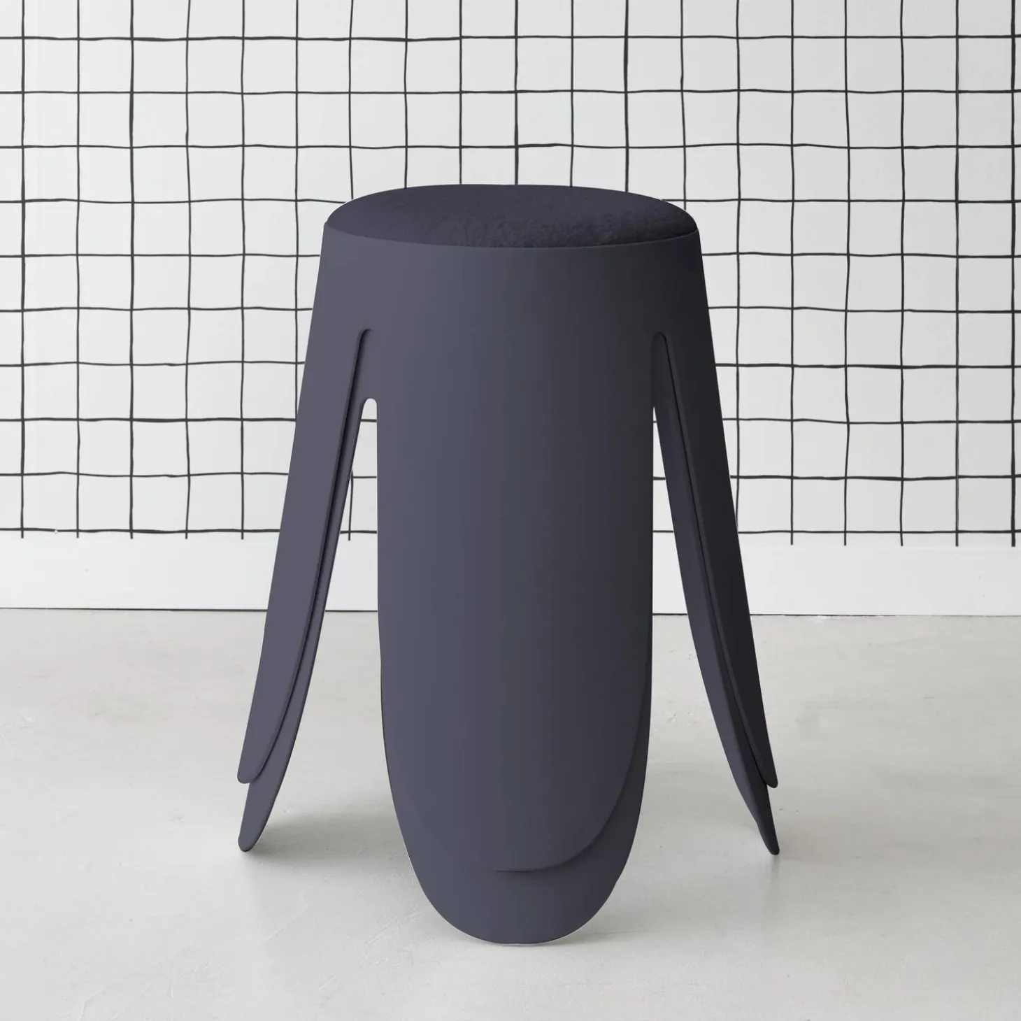 2er Set stapelbare Hocker, strukturierter Bouclébezug