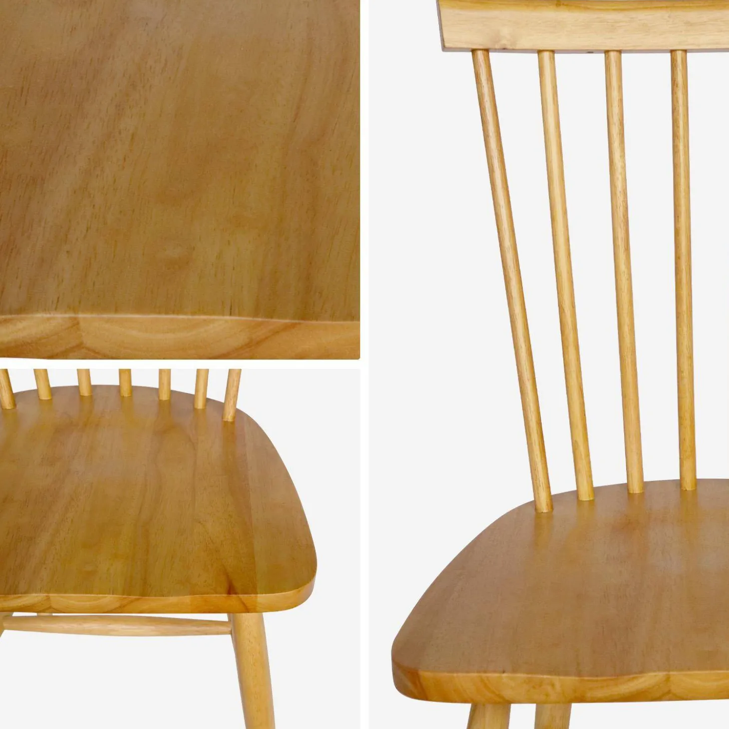 4er-Set Stühle aus Hevea-Holz