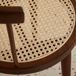 4er-Set Stühle aus Holz und Rattan-Geflecht
