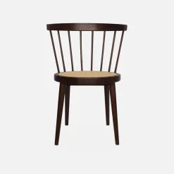4er-Set Stühle aus Holz und Rattan-Geflecht