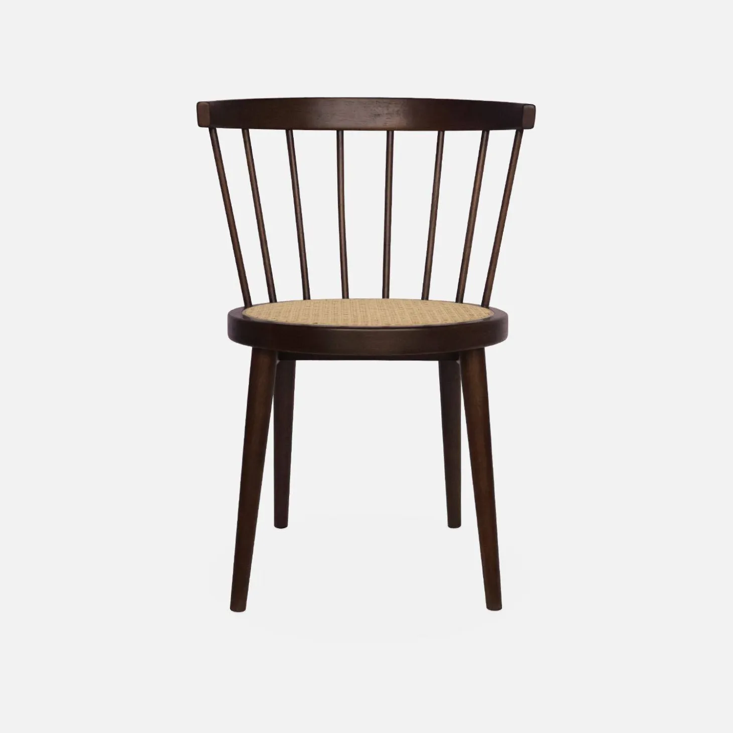 4er-Set Stühle aus Holz und Rattan-Geflecht