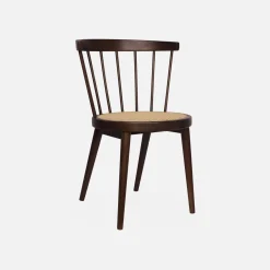 4er-Set Stühle aus Holz und Rattan-Geflecht