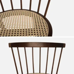 4er-Set Stühle aus Holz und Rattan-Geflecht