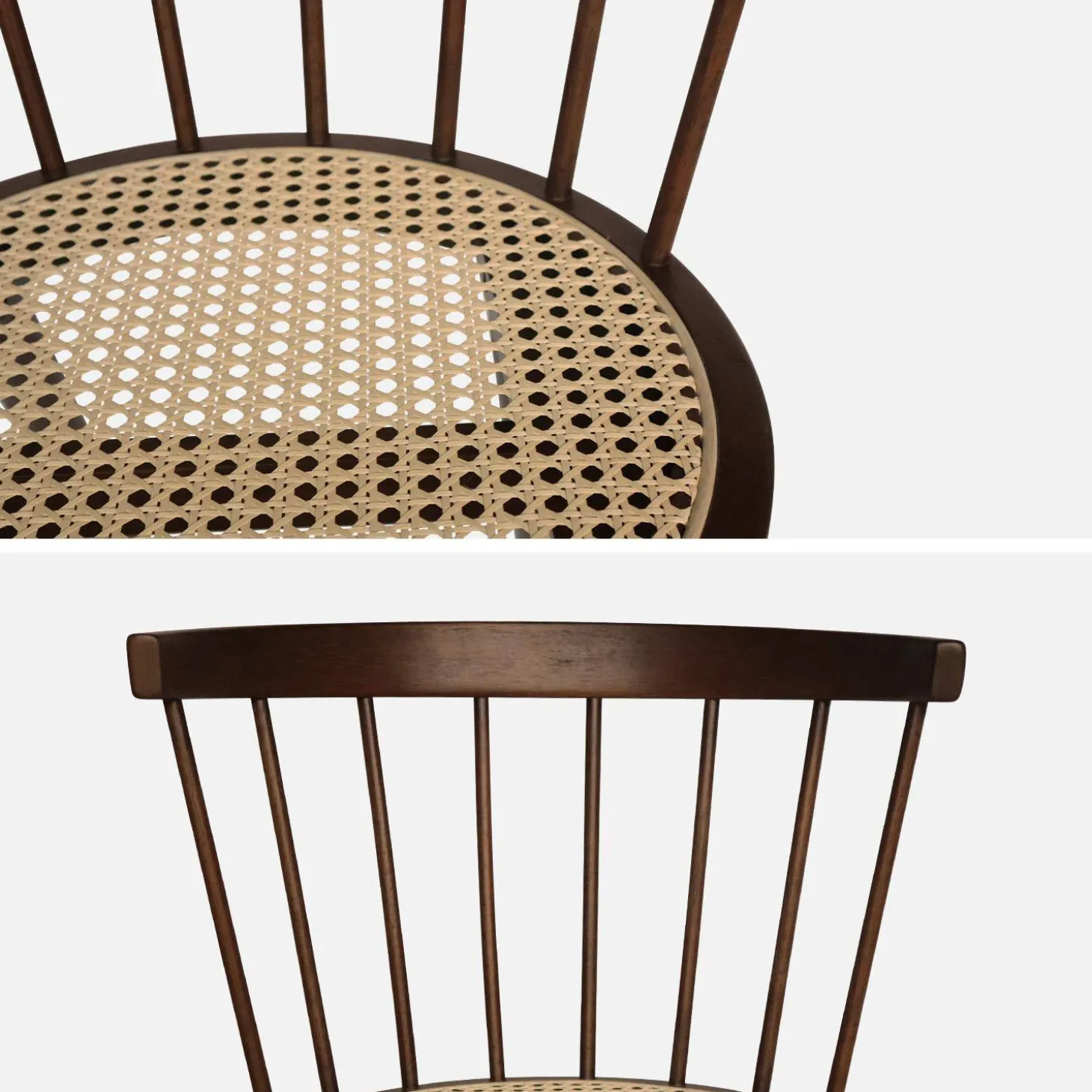 4er-Set Stühle aus Holz und Rattan-Geflecht