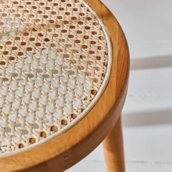 4er-Set Stühle aus Holz und Rattan-Geflecht