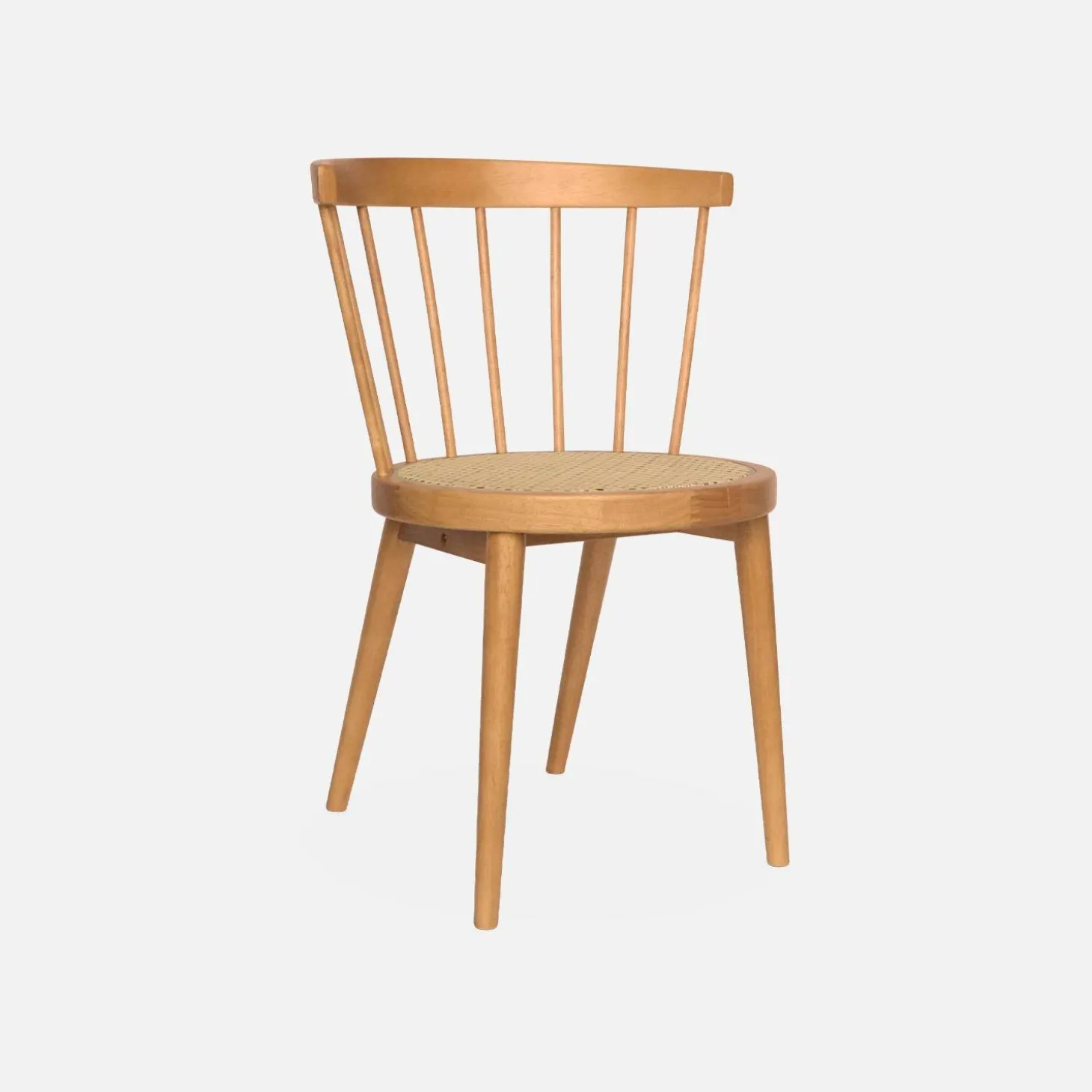 4er-Set Stühle aus Holz und Rattan-Geflecht