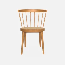 4er-Set Stühle aus Holz und Rattan-Geflecht