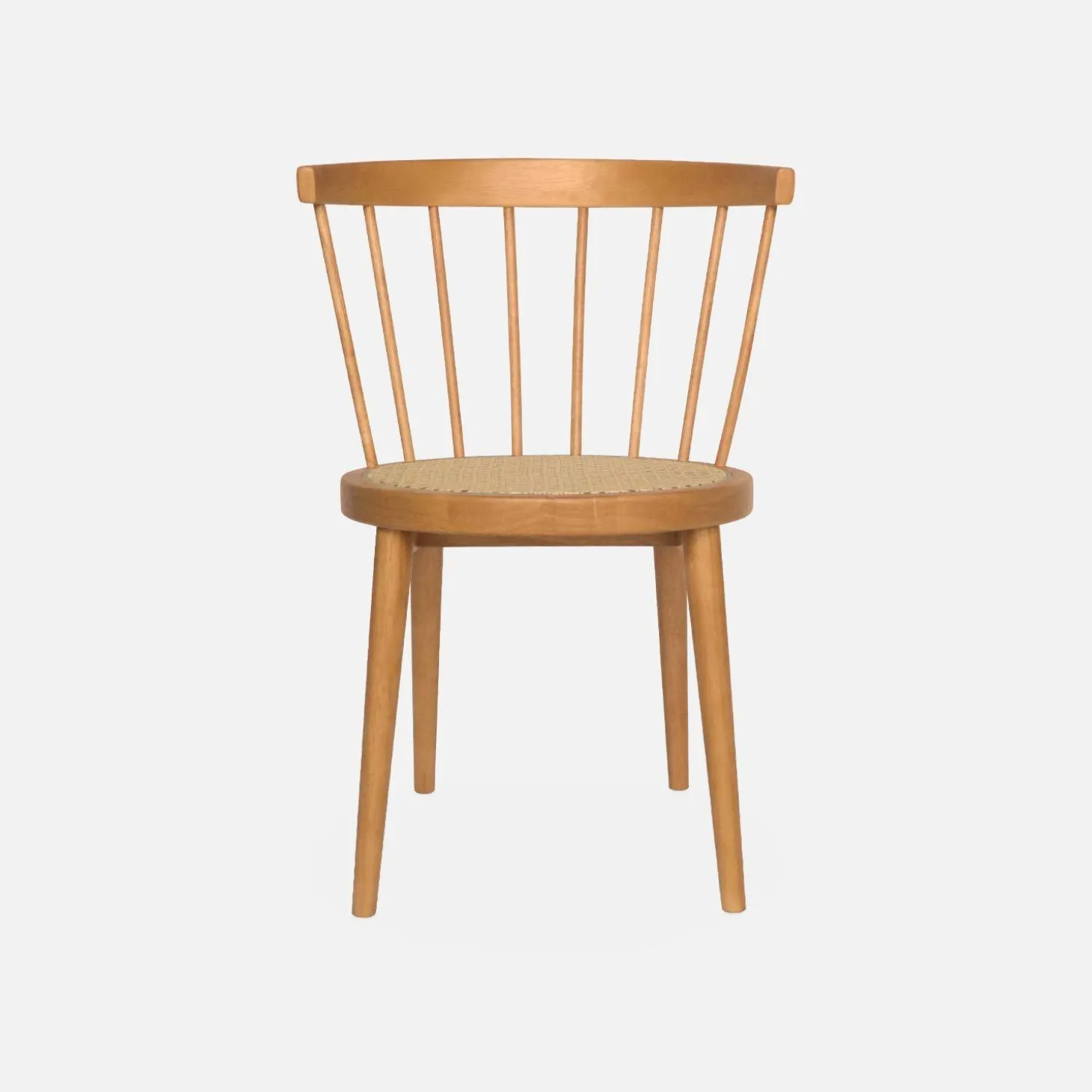 4er-Set Stühle aus Holz und Rattan-Geflecht